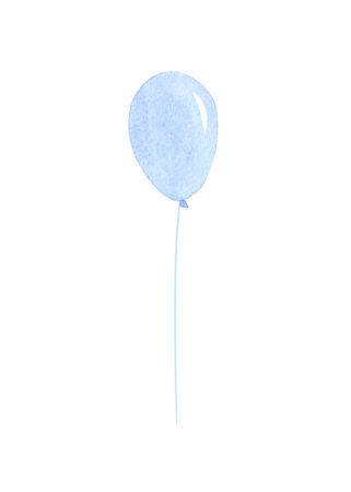 Blue baloon isolated. Abstract watercolor free-hand  illustration for postcard, invitation, bannerの写真素材