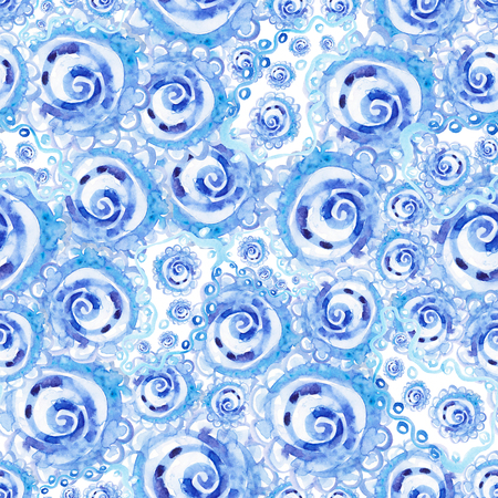 Fantasy seamless floral pattern. Abstract watercolor free hand drawn illustration for wrapping, background, textileの写真素材