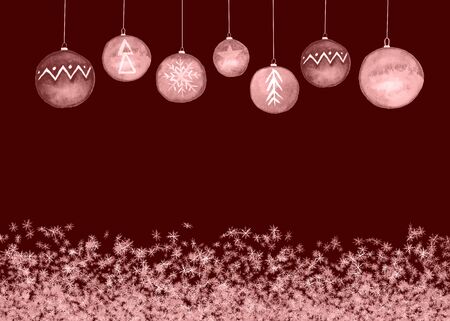 Christmas presents balls card. Abstract watercolor free-hand illustration for greeting card, invitation, bannerの写真素材