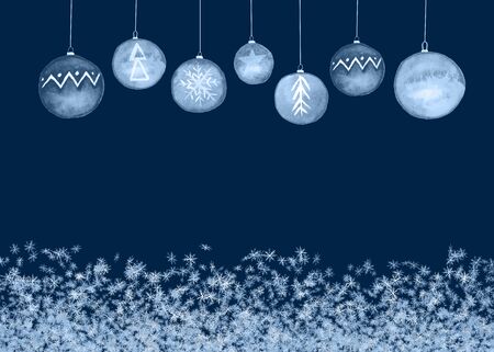 Christmas presents balls card. Abstract watercolor free-hand illustration for greeting card, invitation, bannerの写真素材