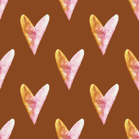 Simple hearts valentines pattern. Abstract watercolor free-hand illustration for greeting card, invitation, banner, wrapping, cloth, textile, paper, backgroundの写真素材