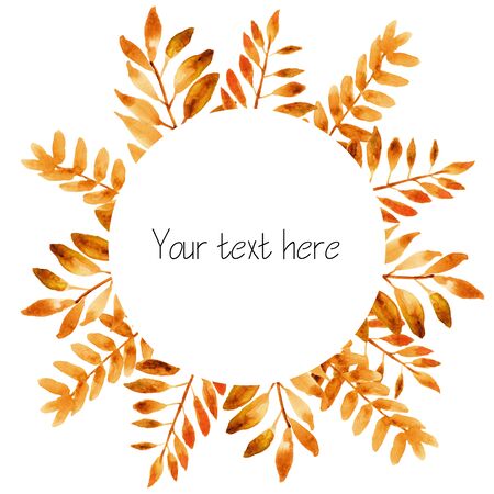Autumn fantasy frame. Abstract watercolor free hand drawn illustration for background, postcard, cover, textileの写真素材