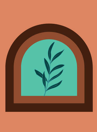 Olive branch mid-century modern line artのイラスト素材