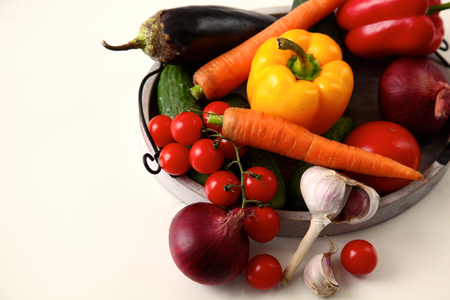 collection fruits and vegetables isolated on a white background.の写真素材
