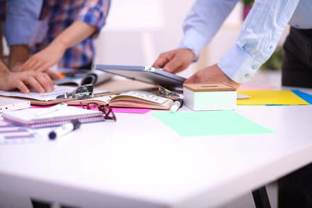 Young business people working at office on new project.の写真素材