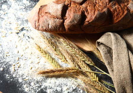 bread and ears are on the old table.