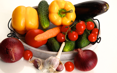 collection fruits and vegetables isolated on a white background.の写真素材