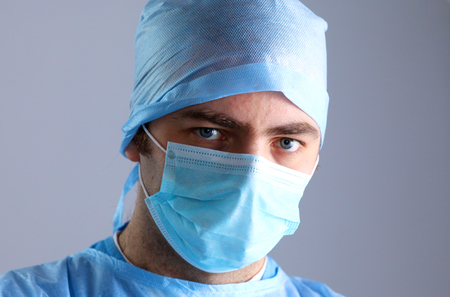 Surgeon in uniform close-up ready to step.の写真素材