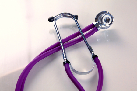 close up medical stethoscope on a white background.の写真素材