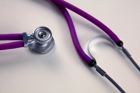 close up medical stethoscope on a white background.の写真素材