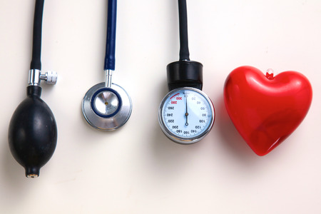 Blood pressure meter medical equipment isolated on white.の写真素材