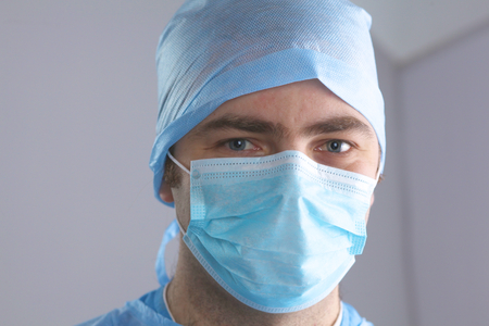 Surgeon in uniform close-up ready to step.の写真素材