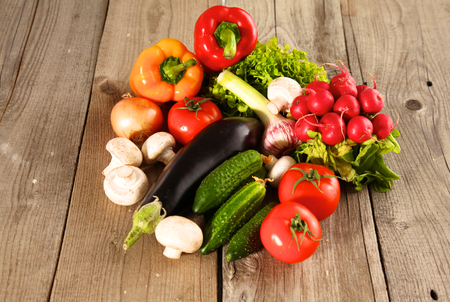 Vegetables . Fresh Bio Vegetable in a Basket. Over Nature Background.の写真素材