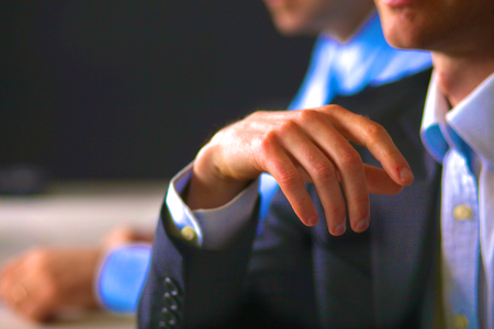 Business meeting at the table shaking hands conclusion of the contract.の写真素材