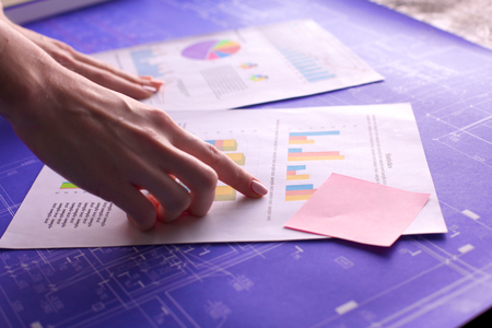 Cropped image. Professional businesswoman working in the office.の写真素材