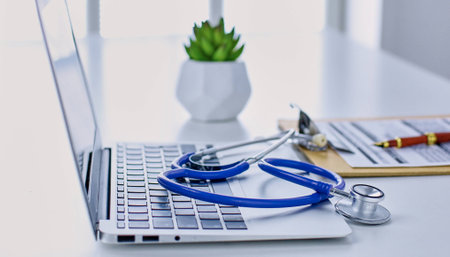 Workplace of the doctor in the officeの写真素材