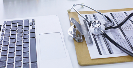 Workplace of the doctor in the officeの写真素材