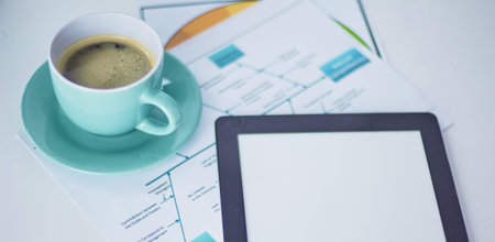 A cup of coffee on the office table