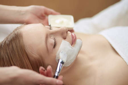 people, beauty, cosmetology and treatment concept - close up ofの写真素材