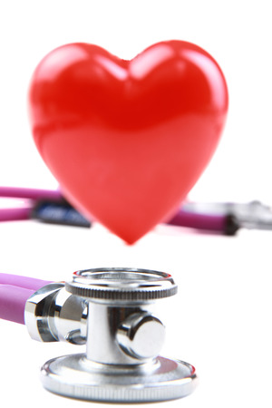 Red heart and a stethoscopeの写真素材