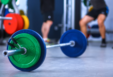 Barbell ready to workout in gymの写真素材