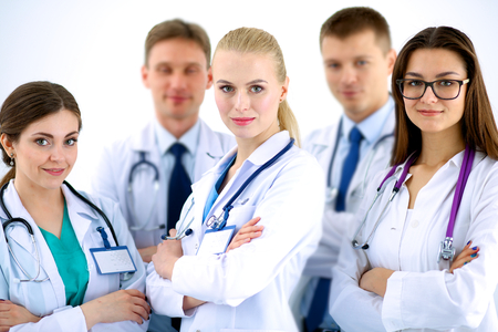 Portrait of group of smiling hospital colleagues standing togetherの写真素材