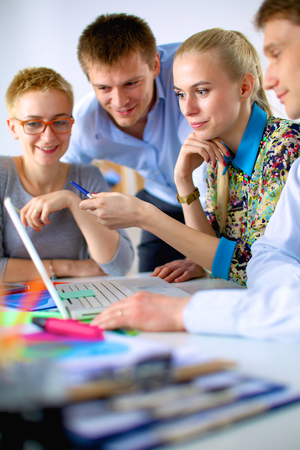 Young business people working at office on new project.の写真素材