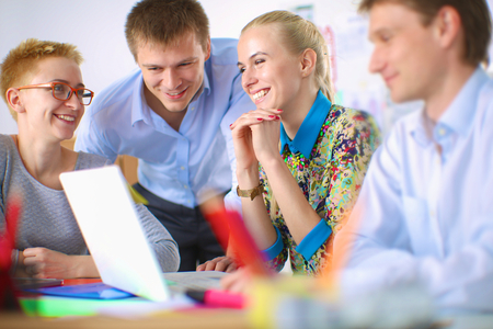 Young business people working at office on new project.の写真素材