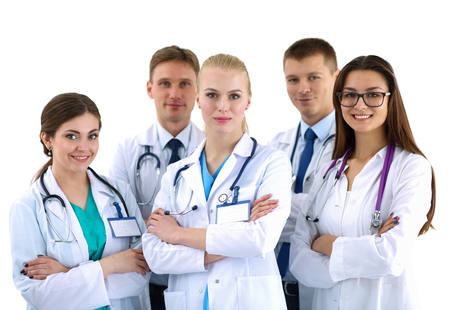 Portrait of group of smiling hospital colleagues standing together .の写真素材