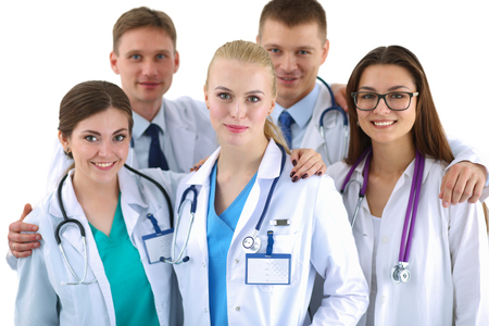 Portrait of group of smiling hospital colleagues standing together .の写真素材
