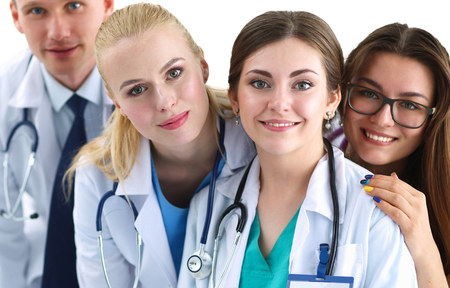 Portrait of group of smiling hospital colleagues standing together .の写真素材