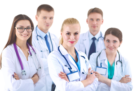 Portrait of group of smiling hospital colleagues standing together .の写真素材
