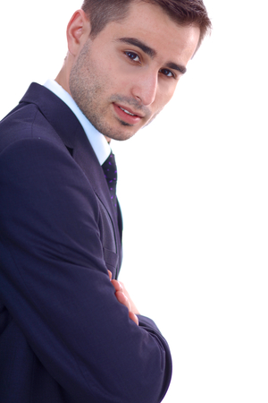portrait of handsome young man isolated on white backgroundの写真素材