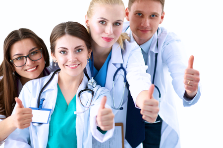 Portrait of doctors team showing thumbs up .の写真素材