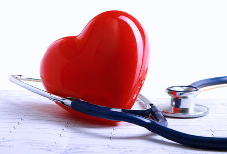 Red heart and a stethoscopeの写真素材