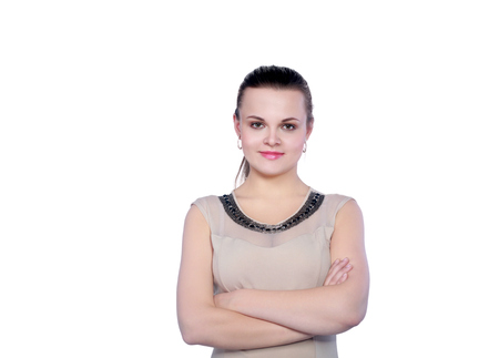 Beautiful woman portrait. Isolated on white background .の写真素材