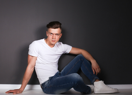 Studio fashion portrait young manの写真素材