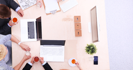 Business handshake. Business people shaking hands, finishing up a meetingの写真素材