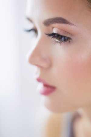 Beauty portrait of female face with natural skinの写真素材