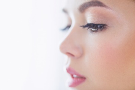 Beauty portrait of female face with natural skinの写真素材