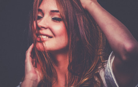 Portrait of a beautiful woman , isolated on black background. Portrait of a beautiful woman