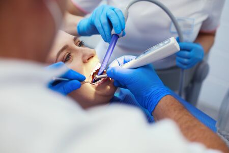 Doctor and patient in the dental clinic.の写真素材