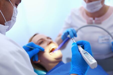 Doctor and patient in the dental clinic.の写真素材