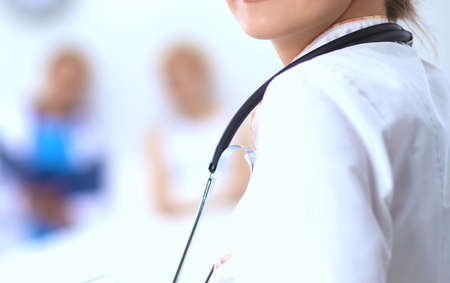 Woman doctor standingat hospitalの写真素材