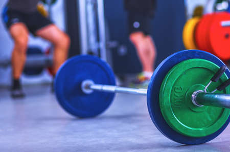 Barbell ready to workout in gymの写真素材