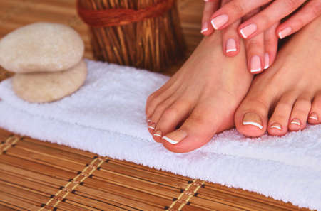Care for beautiful woman legsの写真素材