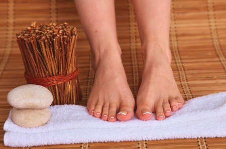 Care for beautiful woman legsの写真素材