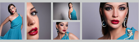 Beautiful woman with evening make-upの写真素材