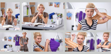 Young fashion designer working at studio.の写真素材