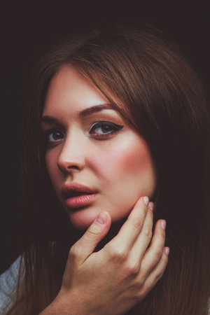Portrait of a beautiful woman , isolated on black background. Portrait of a beautiful woman